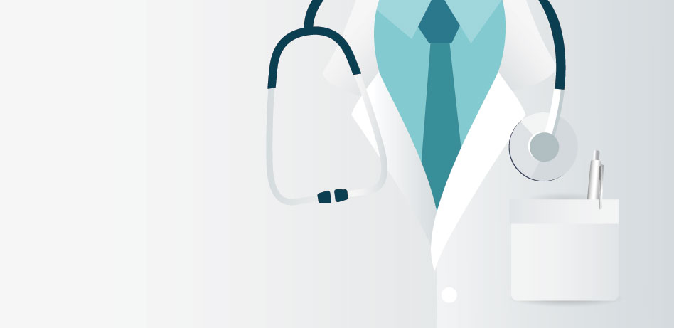 Vector graphic of a doctor's white coat and stethoscope